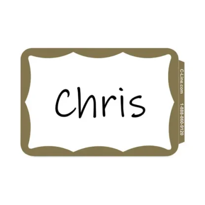 C-Line® Self-Adhesive Name Badges, Gold, 3.5" x 2.25", 100/Box