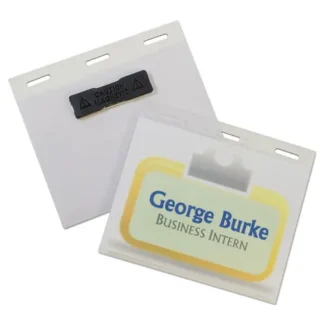 C-Line® Self-Laminating Magnetic Style Name Badge Holder Kit, Clear, 20/Box