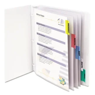 C-Line® Sheet Protectors with Index Tabs, Assorted Color Tabs, 5/Set