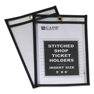C-Line® Shop Ticket Holders, Stitched, Both Sides Clear, 5 x 8, 25/Box
