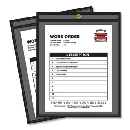 C-Line® Shop Ticket Holders, Stitched, One Side Clear, 8.5 x 11, 25/Box