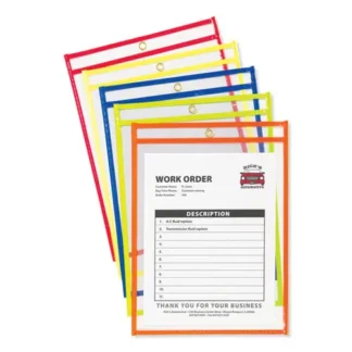 C-Line® Stitched Shop Ticket Holders, Neon, Assorted 5 Colors, 9 x 12, 10/Pack