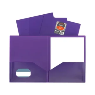 C-Line® Two-Pocket Heavyweight Poly Portfolio Folder, 11 x 8.5, Purple, 25/Box