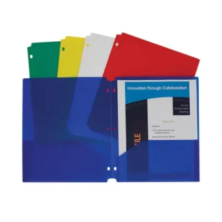 C-Line® Two-Pocket Heavyweight Poly Portfolio Folder, 3-Hole Punch, 11 x 8.5, Assorted, 10/Pack