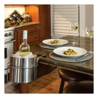 C-Line® Wine By Your Side 3-Piece Stainless Steel Wine Holder Set with Ice Bucket and Red Wine Adapter, 161.06 cu in
