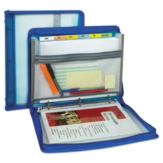 C-Line® Zippered Binder with Expanding File, 7 Sections, Zipper Closure, Letter Size, Bright Blue