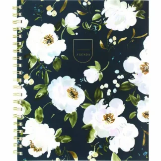 Cambridge® Leah Bisch Weekly/Monthly Floral Planner, 12-Month, 11" x 9.25", Blue/White/Gold Cover, 2025