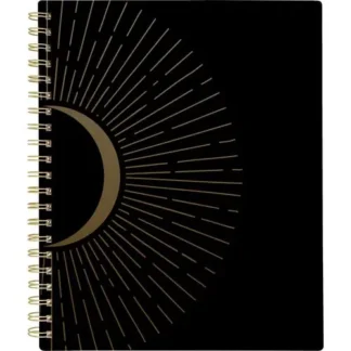 Cambridge® Radiate Weekly/Monthly Planner, Stylized Solar-Eclipse Artwork, Black/Gold Cover, 11 x 9.25, 12-Month (Jan to Dec) 2025