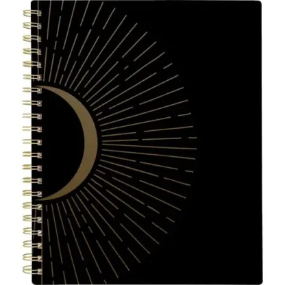 Cambridge® Radiate Weekly/Monthly Planner, Stylized Solar-Eclipse Artwork, Black/Gold Cover, 11 x 9.25, 12-Month (Jan to Dec) 2025