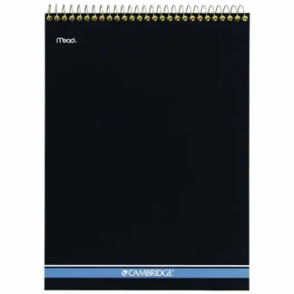 Cambridge® Stiff-Back Wire Bound Notepad, Wide/Legal Rule, Canary/Blue Cover, 70 Sheets, 8.5" x 11.5"