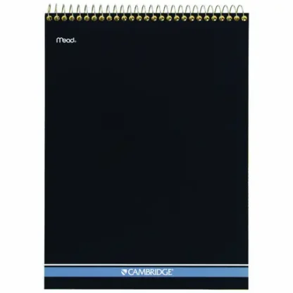 Cambridge® Stiff-Back Wire Bound Notepad, Wide/Legal Rule, Canary/Blue Cover, 70 Sheets, 8.5" x 11.5"