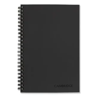 Cambridge® Wirebound Business Notebook, 1-Subject, Wide/Legal Rule, Black Linen Cover, 8" x 5", 80 Sheets