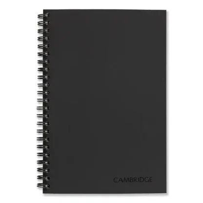 Cambridge® Wirebound Business Notebook, 1-Subject, Wide/Legal Rule, Black Linen Cover, 8" x 5", 80 Sheets