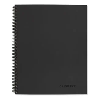Cambridge® Wirebound Guided Business Notebook, Meeting Notes Format, Dark Gray Linen Cover, 80 Sheets, 11" x 8.25"