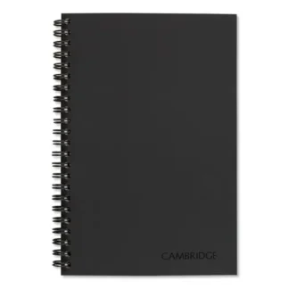 Cambridge® Wirebound Guided Business Notebook, QuickNotes List-Management Format, Dark Gray Linen Cover, 8" x 5", 80 Sheets