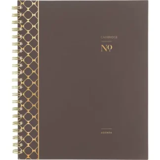 Cambridge® Workstyle Monthly Poly Planner, Geometric Artwork, 11 x 8.5, Java Brown/Gold, 12-Month (Jan-Dec) 2025