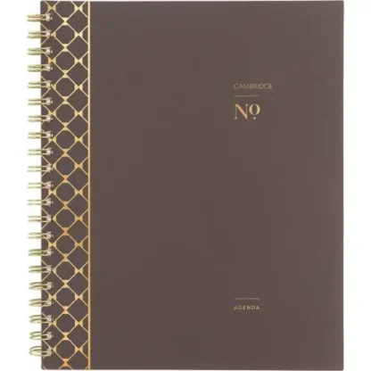 Cambridge® Workstyle Monthly Poly Planner, Geometric Artwork, 11 x 8.5, Java Brown/Gold, 12-Month (Jan-Dec) 2025