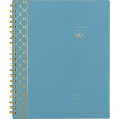 Cambridge® Workstyle Weekly/Monthly Planner, Geometric Artwork, Blue/Gold Cover, 11" x 9.38", 12-Month (Jan to Dec), 2025