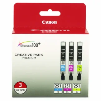 Canon® 6449B009 (CLI-251XL) ChromaLife100+ High-Yield Ink Cartridge, Cyan/Magenta/Yellow, 695 Page Yield