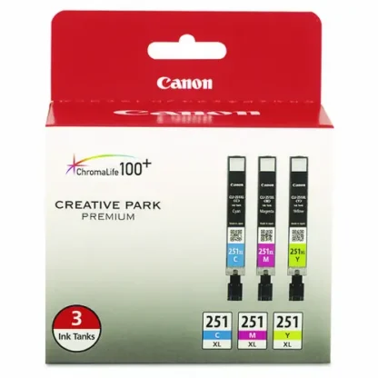 Canon® 6449B009 (CLI-251XL) ChromaLife100+ High-Yield Ink Cartridge, Cyan/Magenta/Yellow, 695 Page Yield