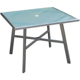 Cape Soleil Outdoor Commercial Aluminum Furniture – 38″ Square Glass Top Table