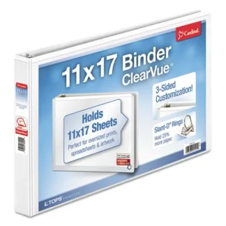 Cardinal® ClearVue Slant-D Ring Binder, 3 Rings, 1" Capacity, 11 x 17, White