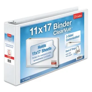 Cardinal® ClearVue Slant-D Ring Binder, 3" Capacity, 11 x 17, White