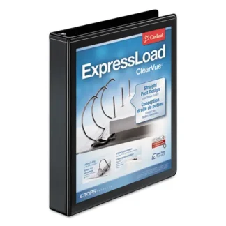 Cardinal® ExpressLoad ClearVue Locking D-Ring Binder, 3 Rings, 1.5" Capacity, 11 x 8.5, Black