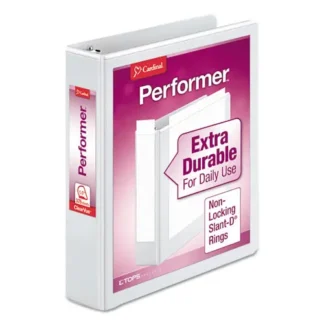Cardinal® Performer ClearVue Slant-D Ring Binder, 3 Rings, 1.5" Capacity, 11 x 8.5, White