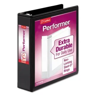 Cardinal® Performer ClearVue Slant-D Ring Binder, 3 Rings, 2" Capacity, 11 x 8.5, Black