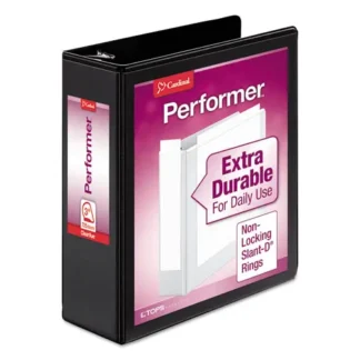 Cardinal® Performer ClearVue Slant-D Ring Binder, 3 Rings, 3" Capacity, 11 x 8.5, Black