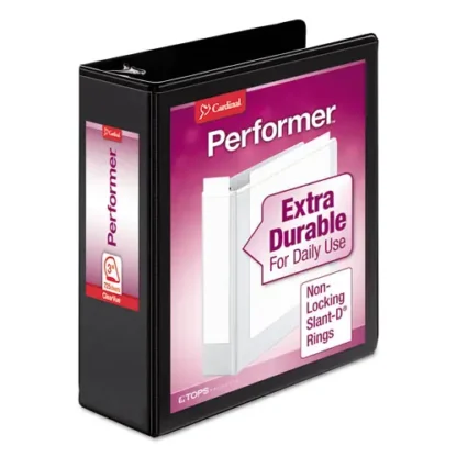 Cardinal® Performer ClearVue Slant-D Ring Binder, 3 Rings, 3" Capacity, 11 x 8.5, Black