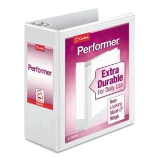 Cardinal® Performer ClearVue Slant-D Ring Binder, 3 Rings, 4" Capacity, 11 x 8.5, White