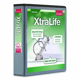 Cardinal® XtraLife ClearVue Non-Stick Slant-D Ring Binder, 3 Rings, 2" Capacity, 11 x 8.5, Black