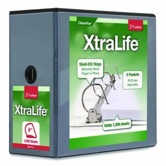Cardinal® XtraLife ClearVue Non-Stick Slant-D Ring Binder, 6" Capacity, 3 Rings, Black, 11 x 8.5