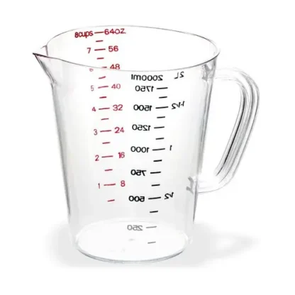 Carlisle Commercial Measuring Cup, 0.5 gal, Plastic, Clear