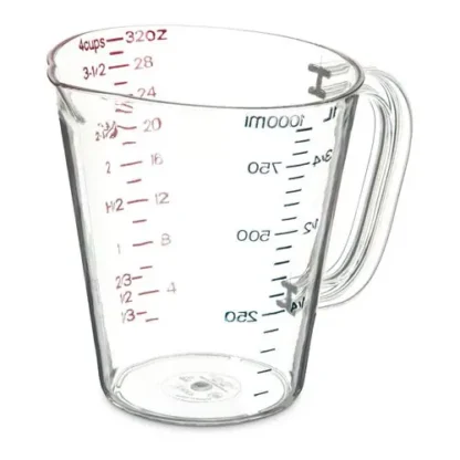 Carlisle Commercial Measuring Cup, 1 qt, Plastic, Clear