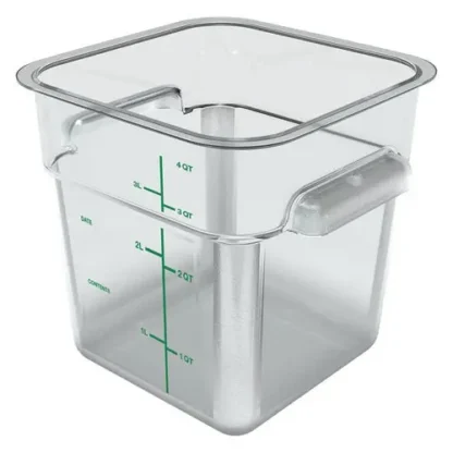 Carlisle Squares Polycarbonate Food Storage Container, 4 qt, Clear Plastic