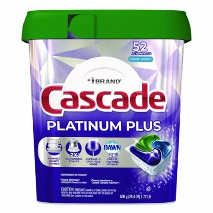 Cascade® Platinum Plus ActionPacs Dishwasher Detergent Pods, Fresh Scent, 52 Count, 28.4 oz Tub