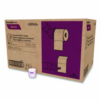 Cascades PRO Select Standard Bath Tissue, 2-Ply, White, 500 Sheets/Roll, 96 Rolls/Carton