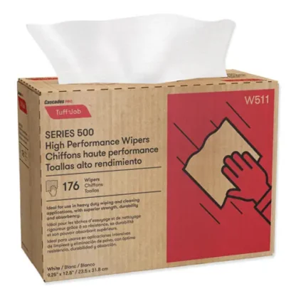 Cascades PRO Tuff-Job S500 High Performance Wipers, White, 9.25 x 12.5, 176 Wipes/Box, 10 Boxes/Carton