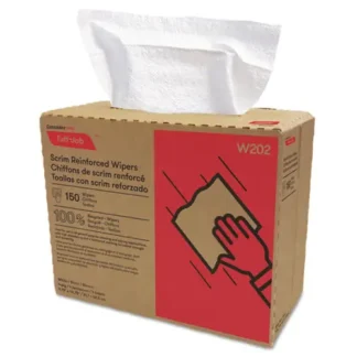 Cascades PRO Tuff-Job Scrim Reinforced Wipers, 4-Ply, 9.75" x 16.75", White, 150 Wipes/Box, 6 Boxes/Carton