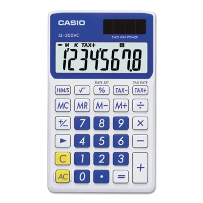 Casio® SL-300SVCBE Handheld Calculator, 8-Digit LCD, Blue