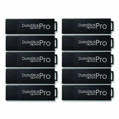 Centon DataStick Pro USB 3.2 Type A Flash Drive, 64 GB, Black, 10/Pack