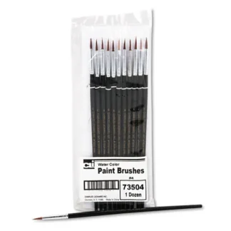 Charles Leonard® Artist Brush, Size 4, Camel Hair, Round Profile, 12/Pack