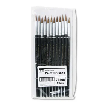 Charles Leonard® Artist Brush, Size 8, Camel Hair, Round Profile, 12/Pack