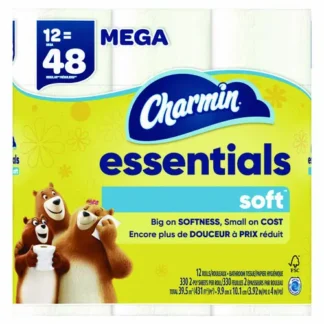 Charmin® Essentials Soft Bathroom Tissue, 2-Ply, Septic Safe, White, 330 Sheets/Roll, 12 Rolls/Pack, 4 Packs/Carton