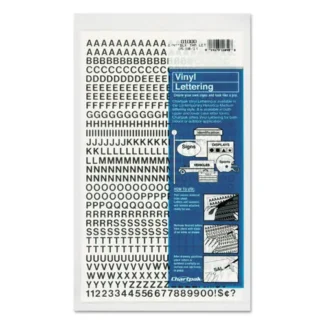 Chartpak® Press-On Vinyl Self-Adhesive Numbers and Uppercase Letters, Black, 0.25" Height, 610 Characters