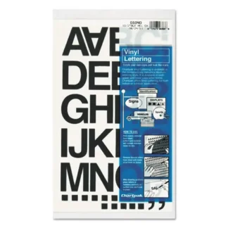 Chartpak® Press-On Vinyl Self-Adhesive Numbers and Uppercase Letters, Black, 1.5" Tall, 37 Pieces