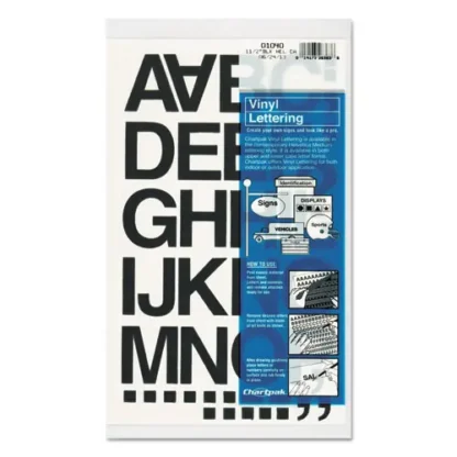 Chartpak® Press-On Vinyl Self-Adhesive Numbers and Uppercase Letters, Black, 1.5" Tall, 37 Pieces